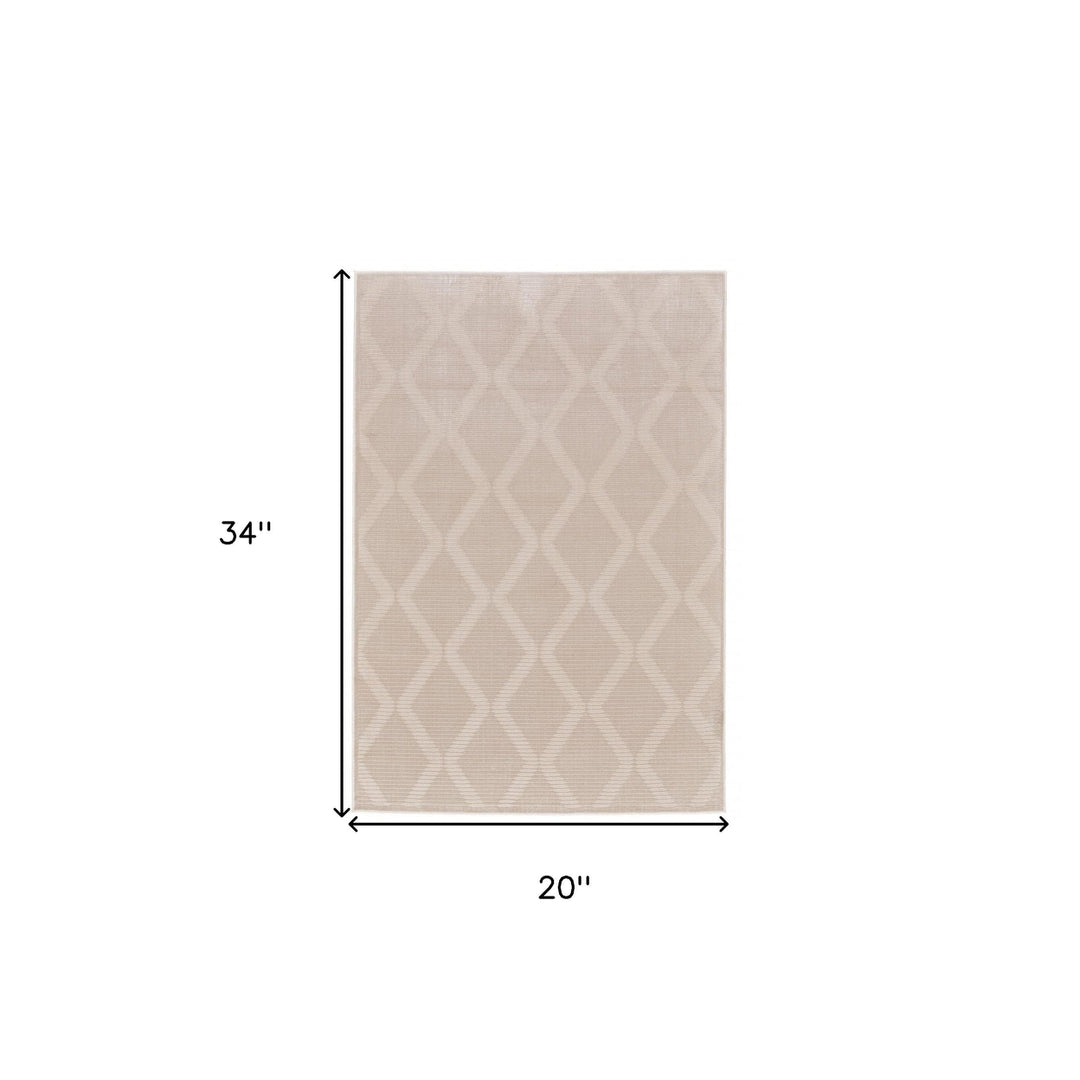 2 X 3 Ivory And Tan Geometric Stain Resistant Area Rug Image 5