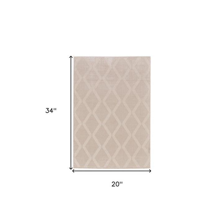 2 X 3 Ivory And Tan Geometric Stain Resistant Area Rug Image 5