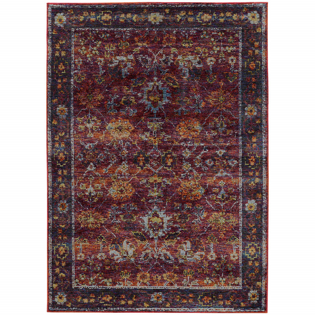 2 x 3 Red Purple Oriental Power Loom Area Rug Image 1