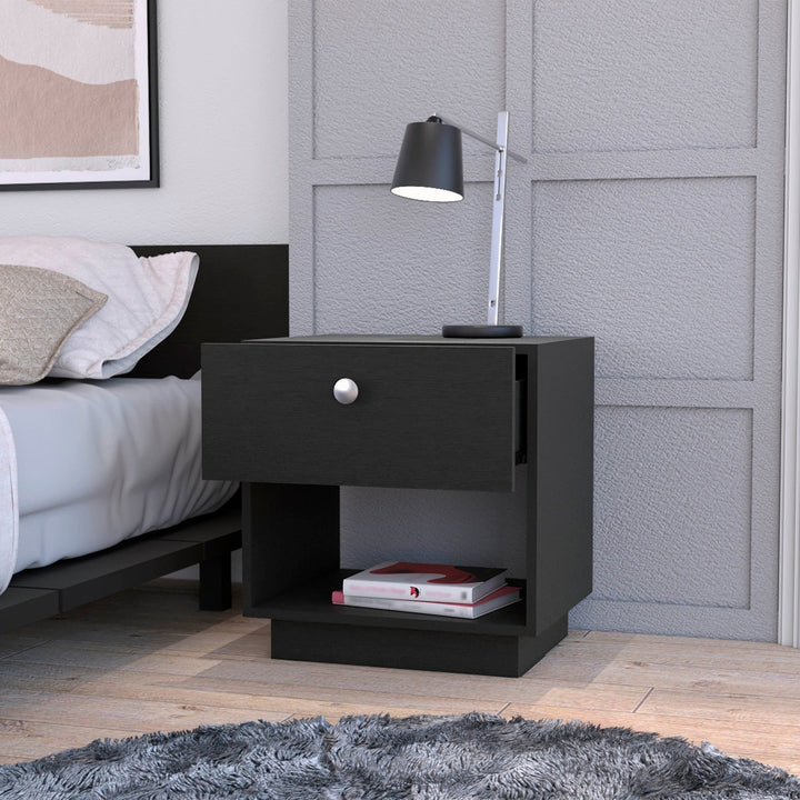 20" Black One Drawer Nightstand With Integrated Tech Image 5