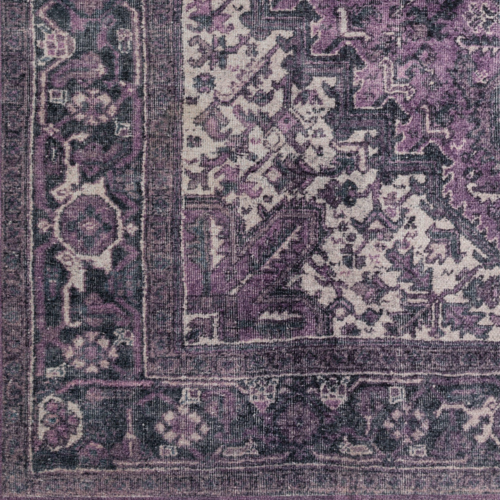 2 X 8 Purple Oriental Distressed Non Skid Runner Rug Image 3