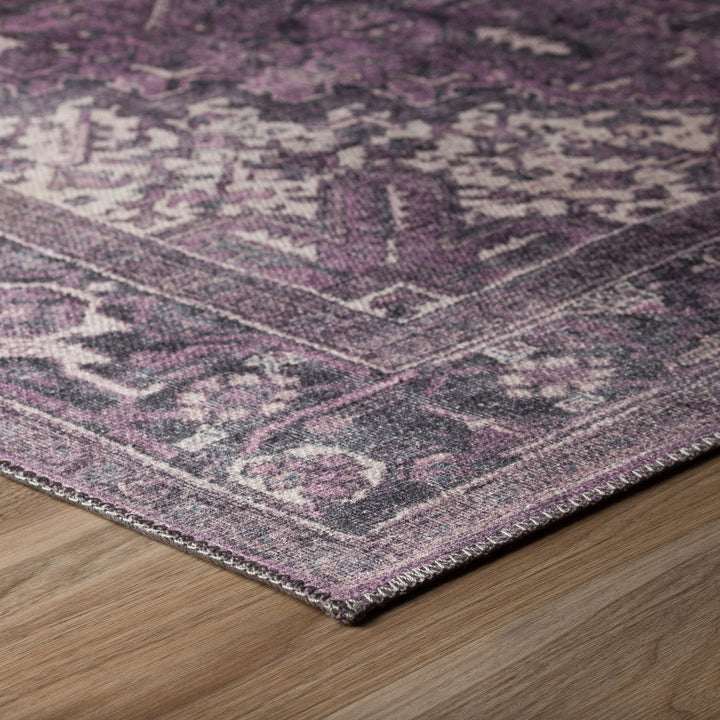 2 X 8 Purple Oriental Distressed Non Skid Runner Rug Image 4