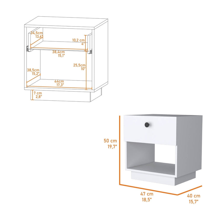 20" White One Drawer Nightstand With Integrated Tech Image 4