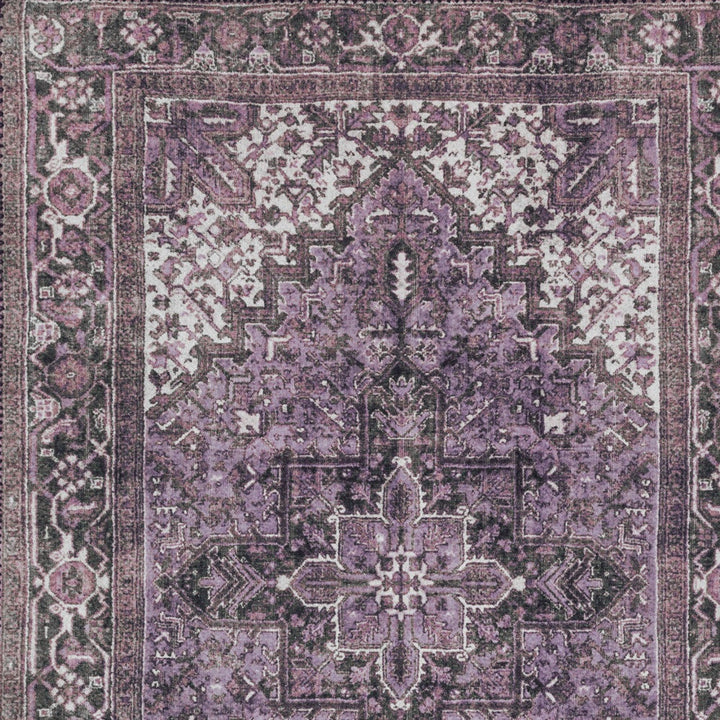 2 X 8 Purple Oriental Distressed Non Skid Runner Rug Image 8