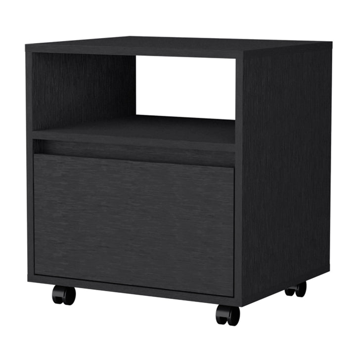 21" Black One Drawer Nightstand With Integrated Tech Image 2