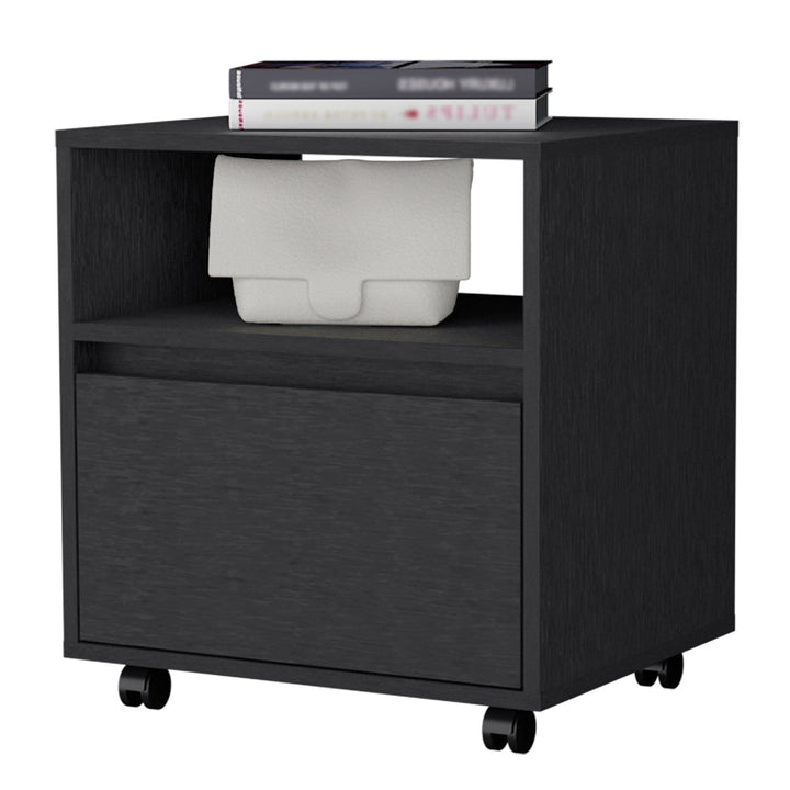 21" Black One Drawer Nightstand With Integrated Tech Image 3