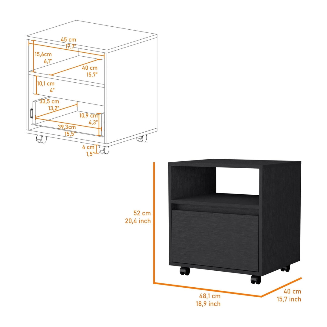 21" Black One Drawer Nightstand With Integrated Tech Image 4