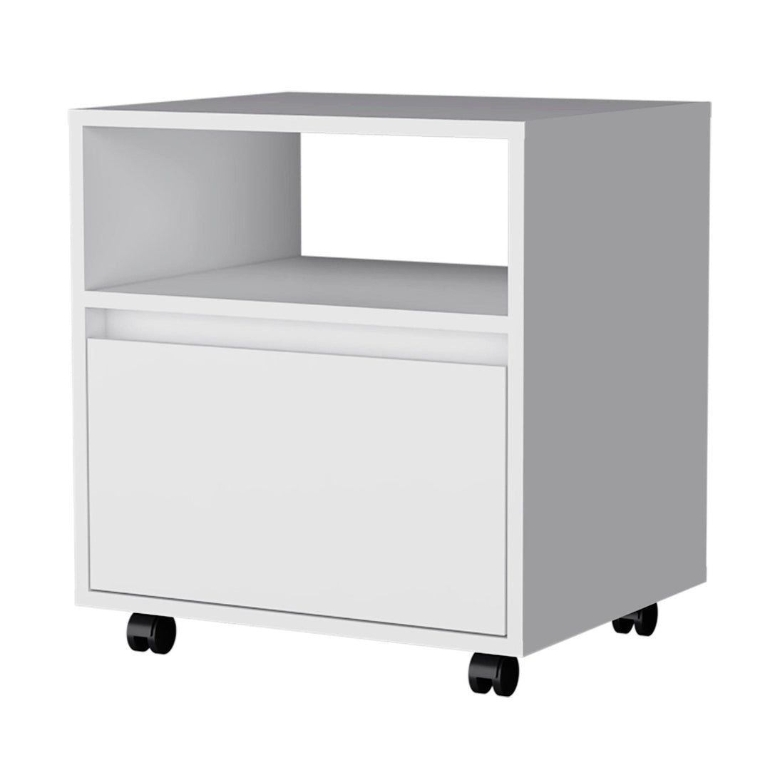 21" White One Drawer Nightstand With Integrated Tech Image 2