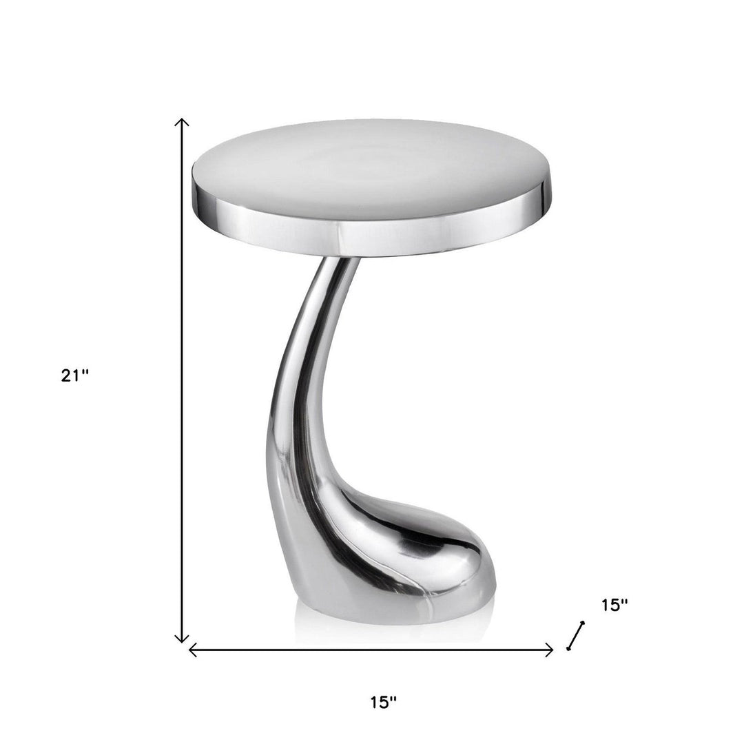 21" Silver Aluminum Round End Table Image 4