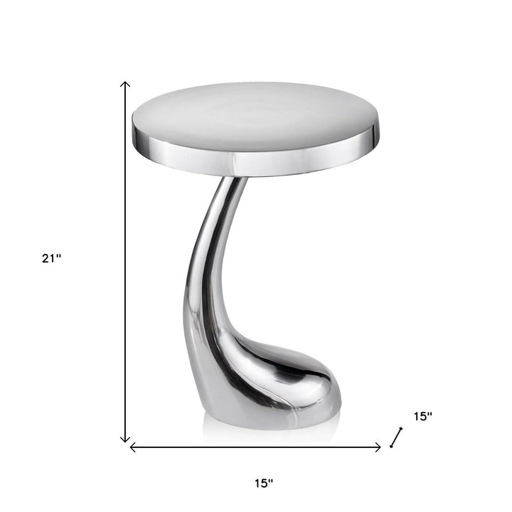 21" Silver Aluminum Round End Table Image 4