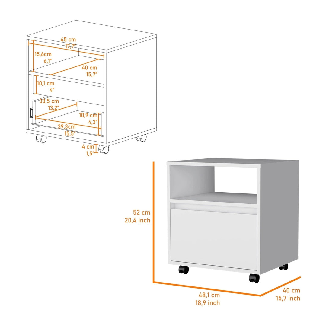 21" White One Drawer Nightstand With Integrated Tech Image 4