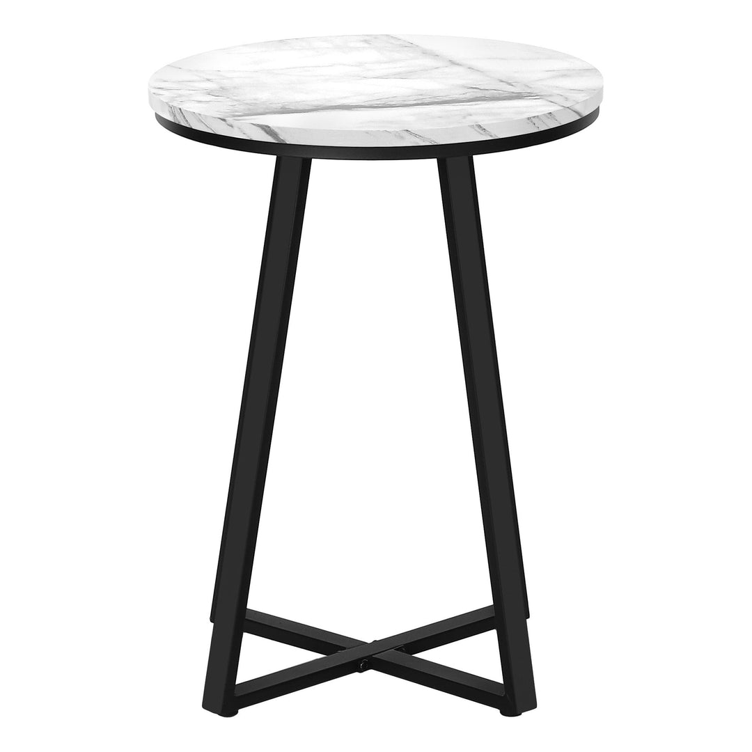 22" Black And White Round End Table Image 2