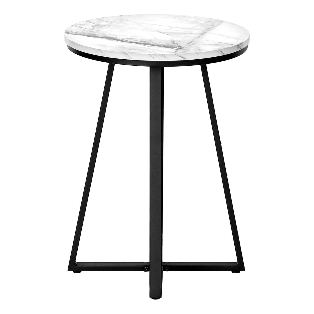 22" Black And White Round End Table Image 3