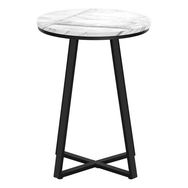 22" Black And White Round End Table Image 4