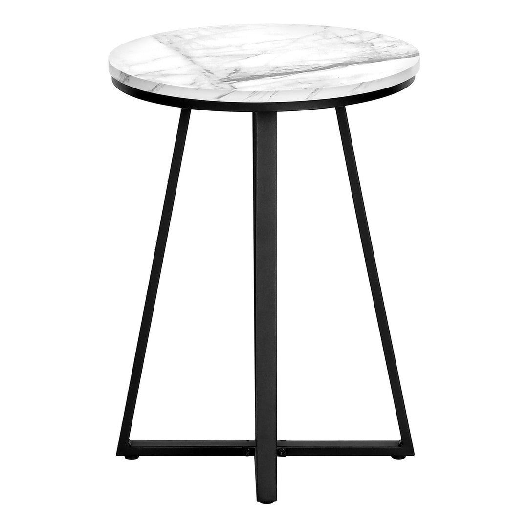 22" Black And White Round End Table Image 5