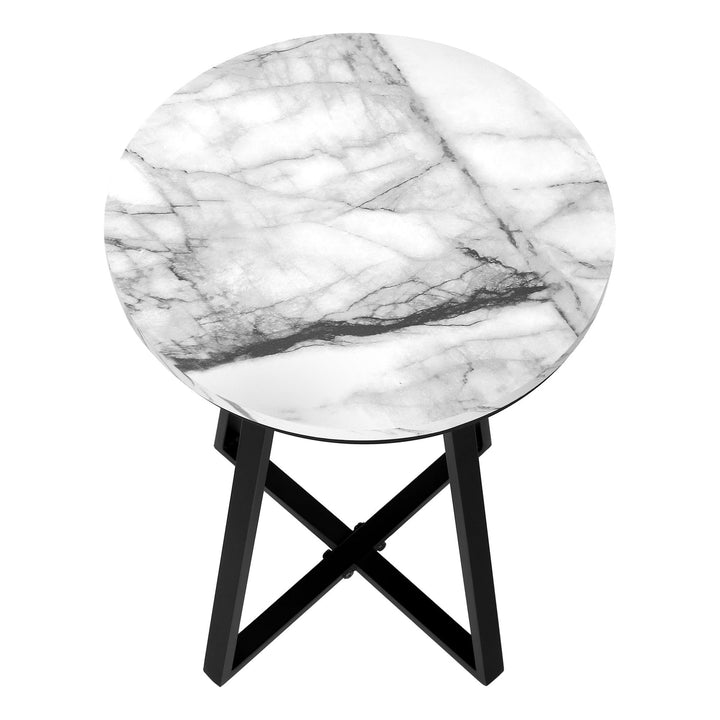 22" Black And White Round End Table Image 6