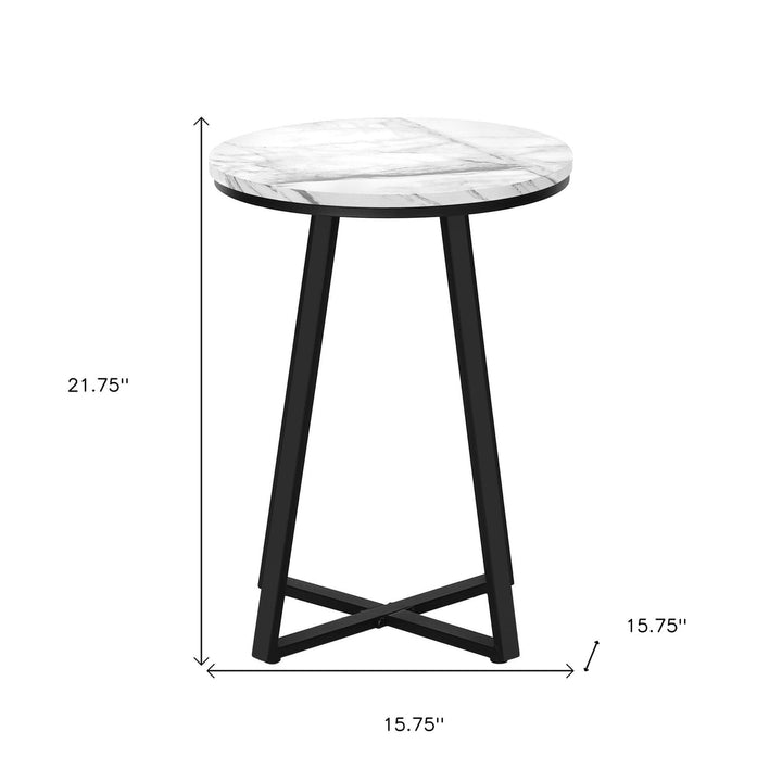 22" Black And White Round End Table Image 9