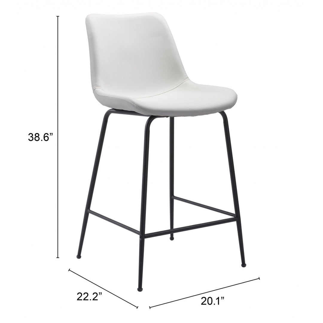 26" White And Black Steel Low Back Counter Height Bar Chair Image 1