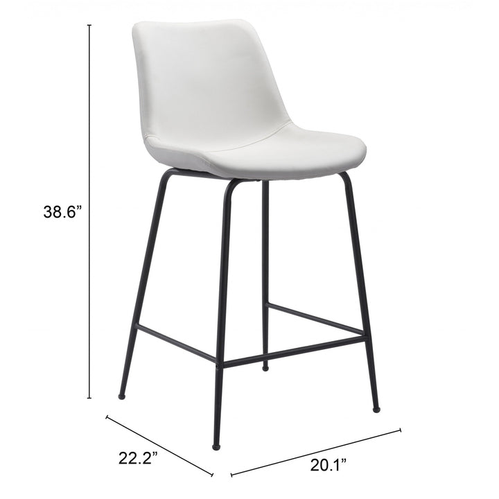 26" White And Black Steel Low Back Counter Height Bar Chair Image 1