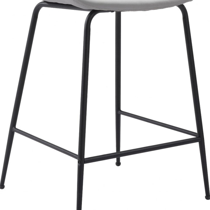 26" White And Black Steel Low Back Counter Height Bar Chair Image 3