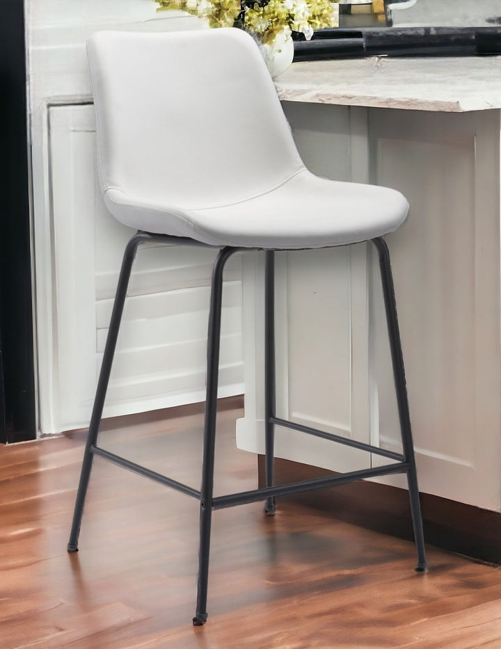 26" White And Black Steel Low Back Counter Height Bar Chair Image 4