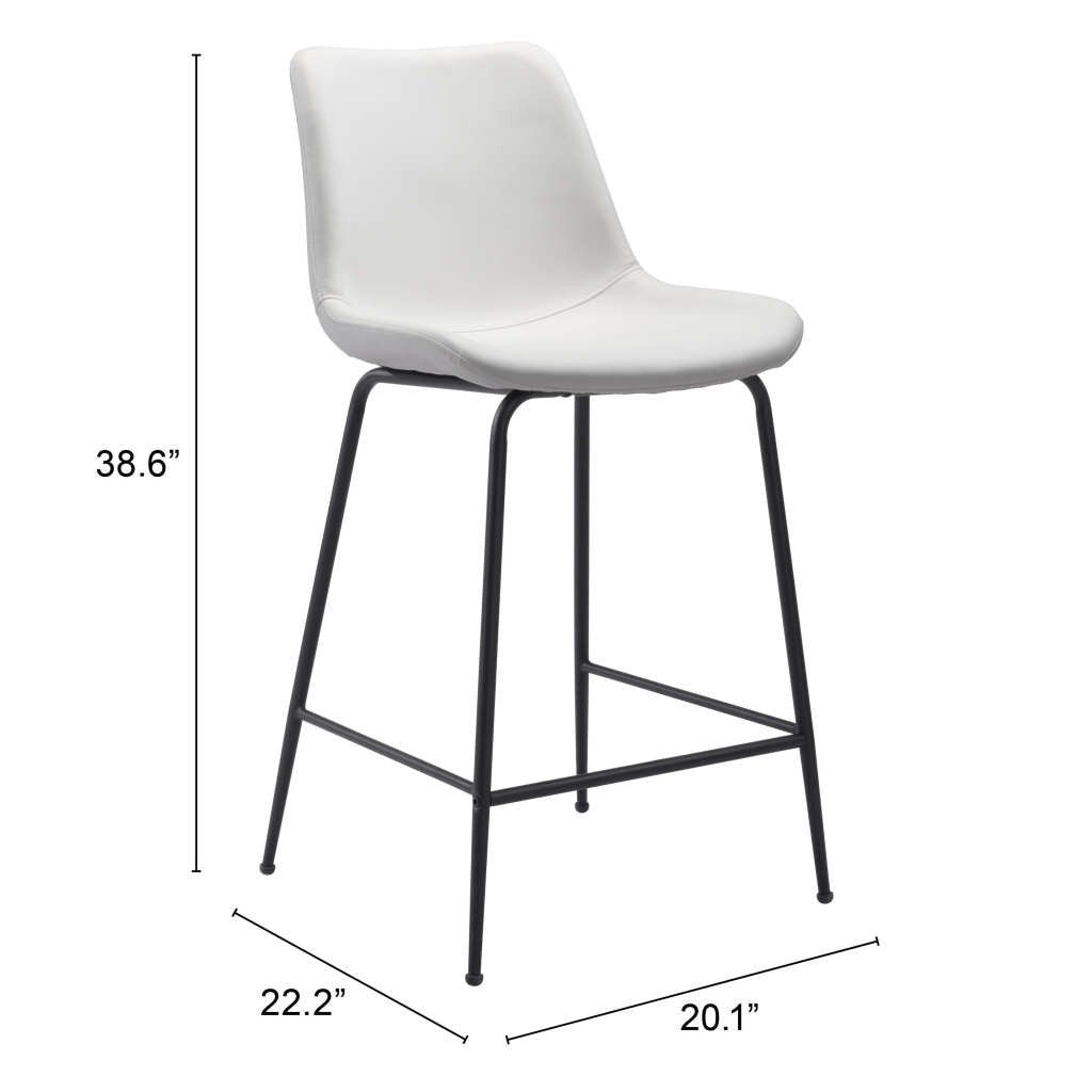 26" White And Black Steel Low Back Counter Height Bar Chair Image 8