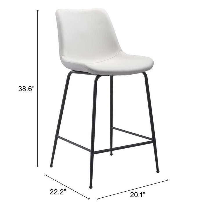 26" White And Black Steel Low Back Counter Height Bar Chair Image 8