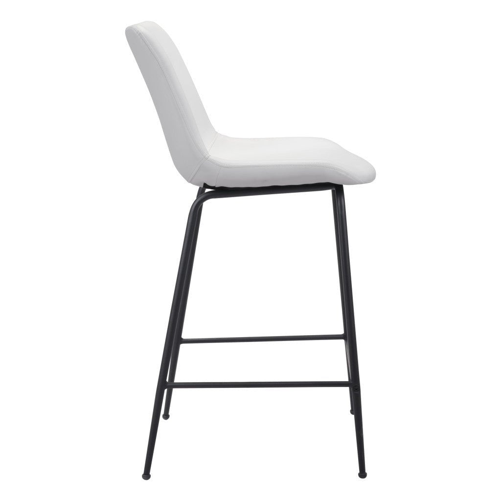 26" White And Black Steel Low Back Counter Height Bar Chair Image 9