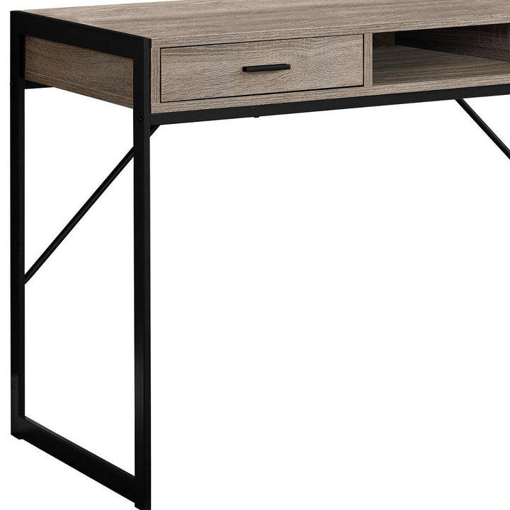 22" Taupe and Black Computer Desk With Two Drawers Image 3