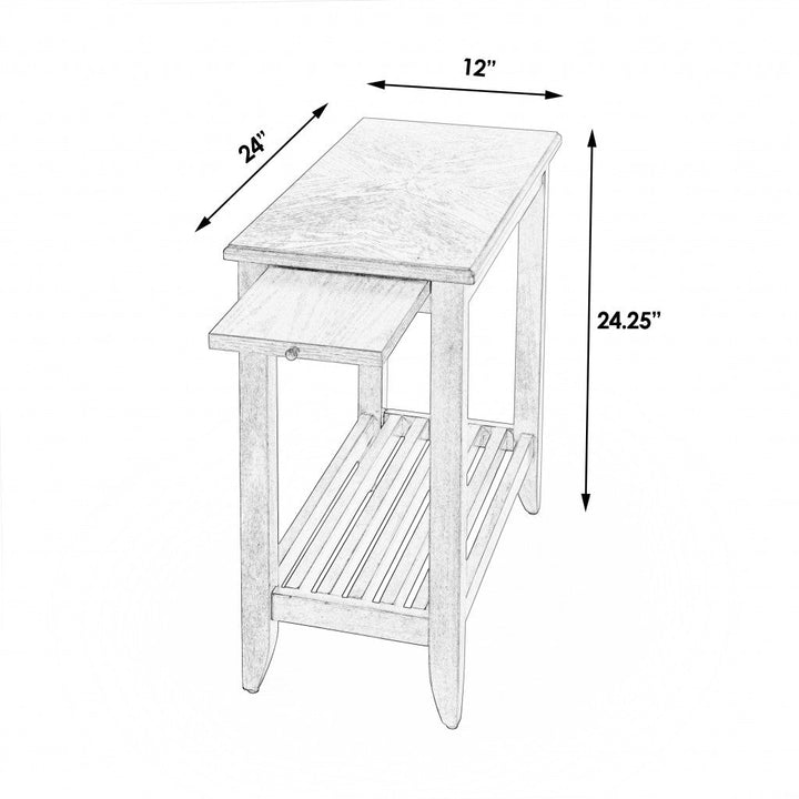 24" Brown Gray Rectangular End Table With Shelf Image 3