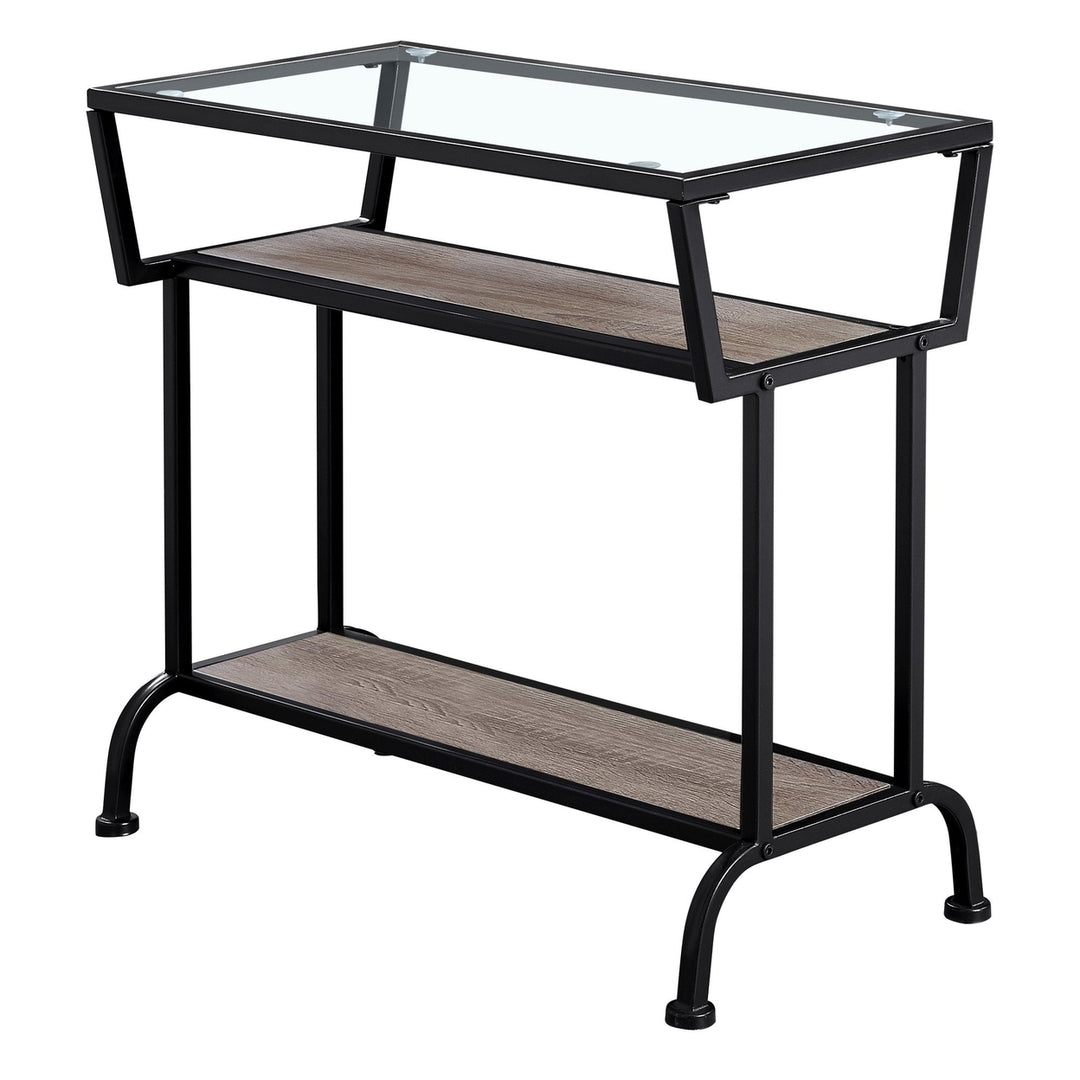 24" Clear And Black Glass Console Table With Storage Image 1