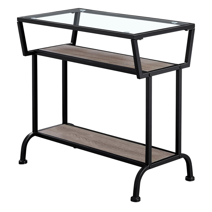 24" Clear And Black Glass Console Table With Storage Image 1