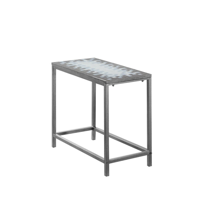 22" Gray And White Tile End Table Image 2