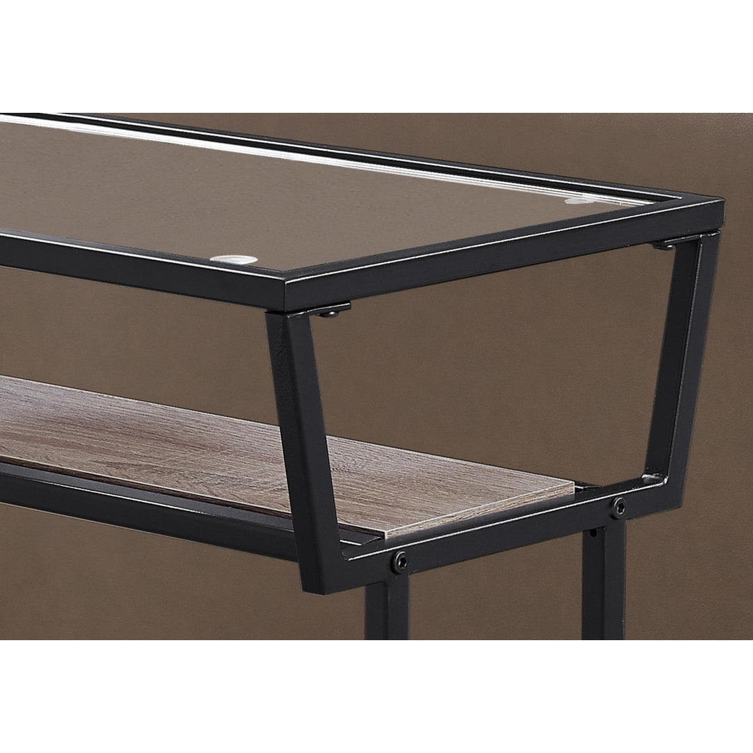 24" Clear And Black Glass Console Table With Storage Image 2