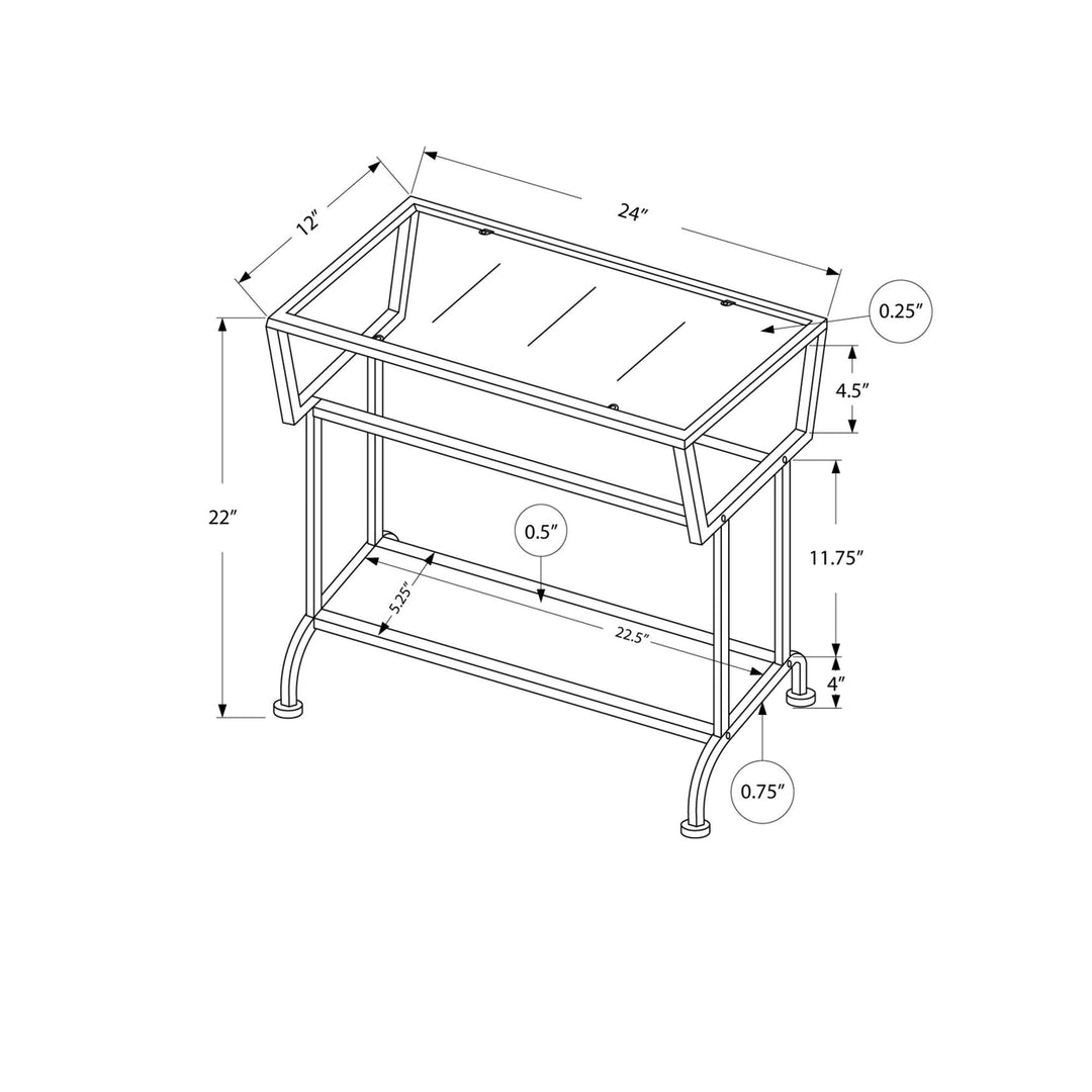 24" Clear And Black Glass Console Table With Storage Image 3