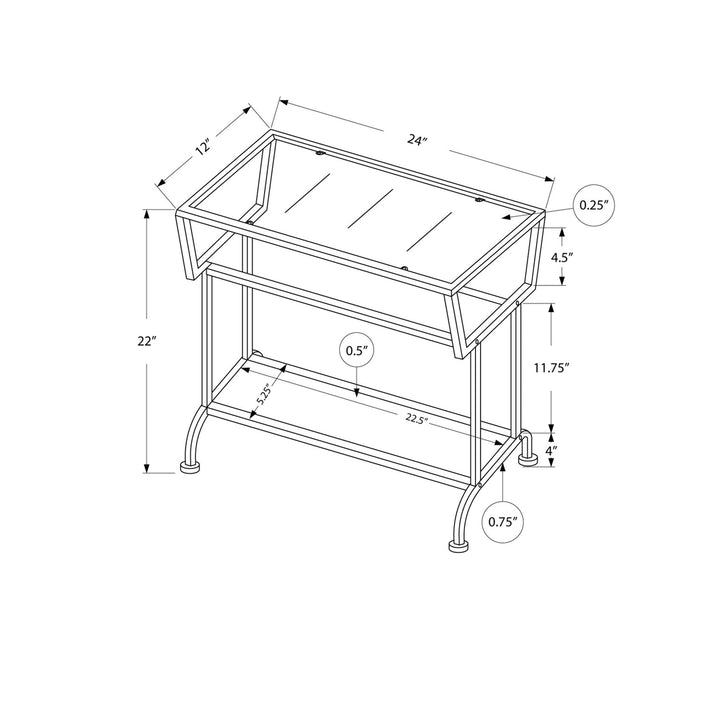 24" Clear And Black Glass Console Table With Storage Image 3