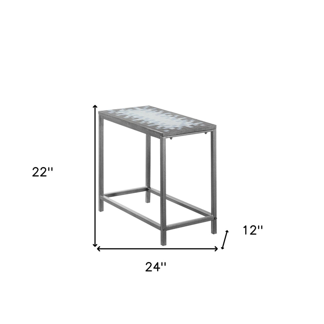 22" Gray And White Tile End Table Image 5