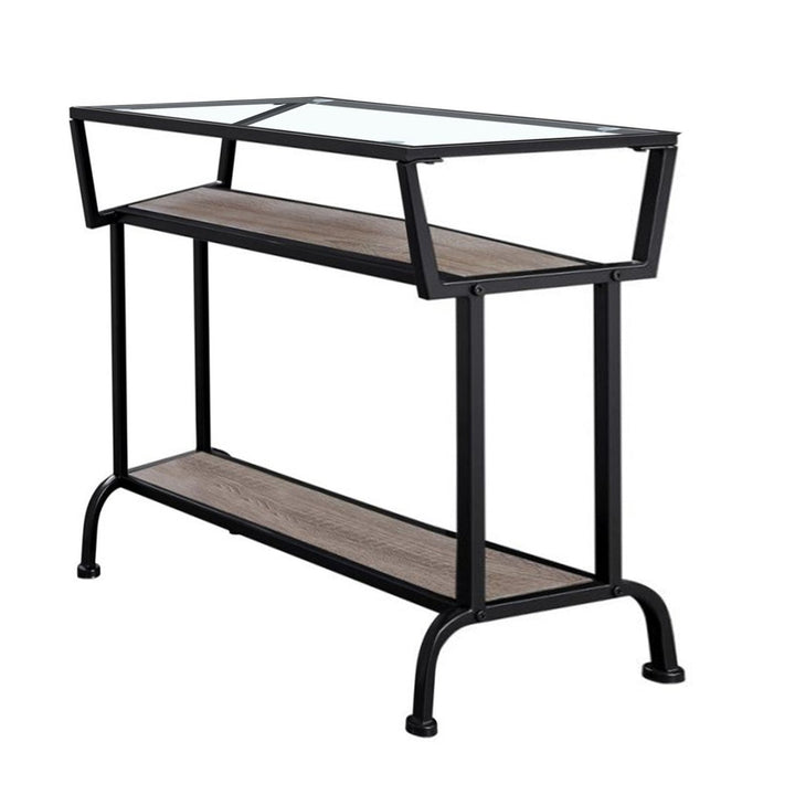 24" Clear And Black Glass Console Table With Storage Image 5