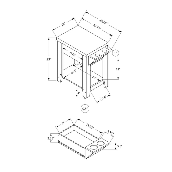 23" Taupe End Table With Shelf Image 3