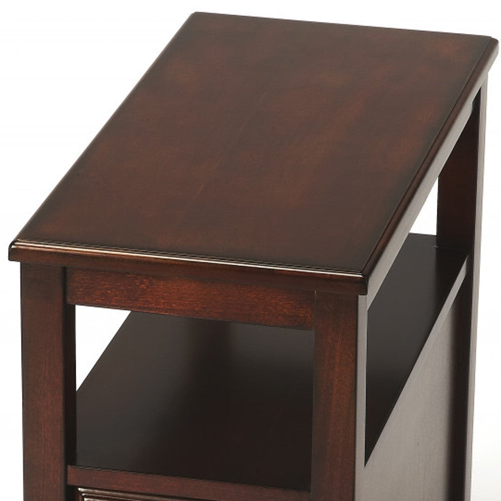 24" Dark Brown Manufactured Wood End Table With Two Drawers And Shelf Image 4