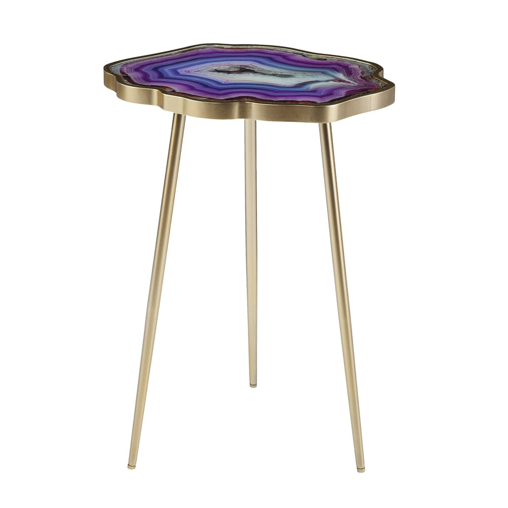 24" Gold And Shades Of Violet Faux Agate End Table Image 2