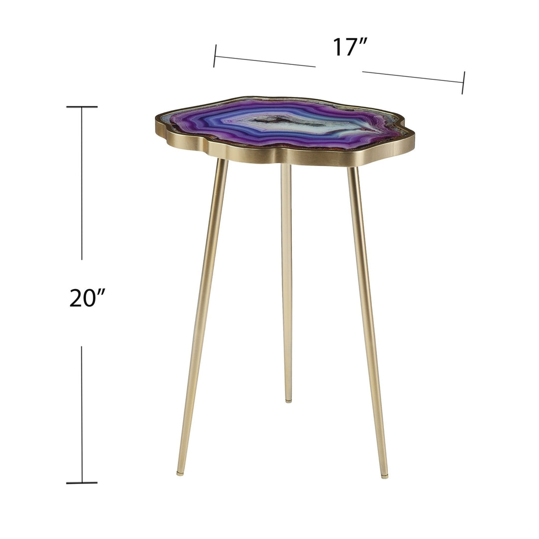 24" Gold And Shades Of Violet Faux Agate End Table Image 4