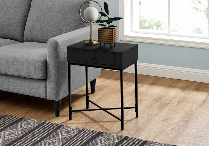 23" Black End Table With Drawer Image 1