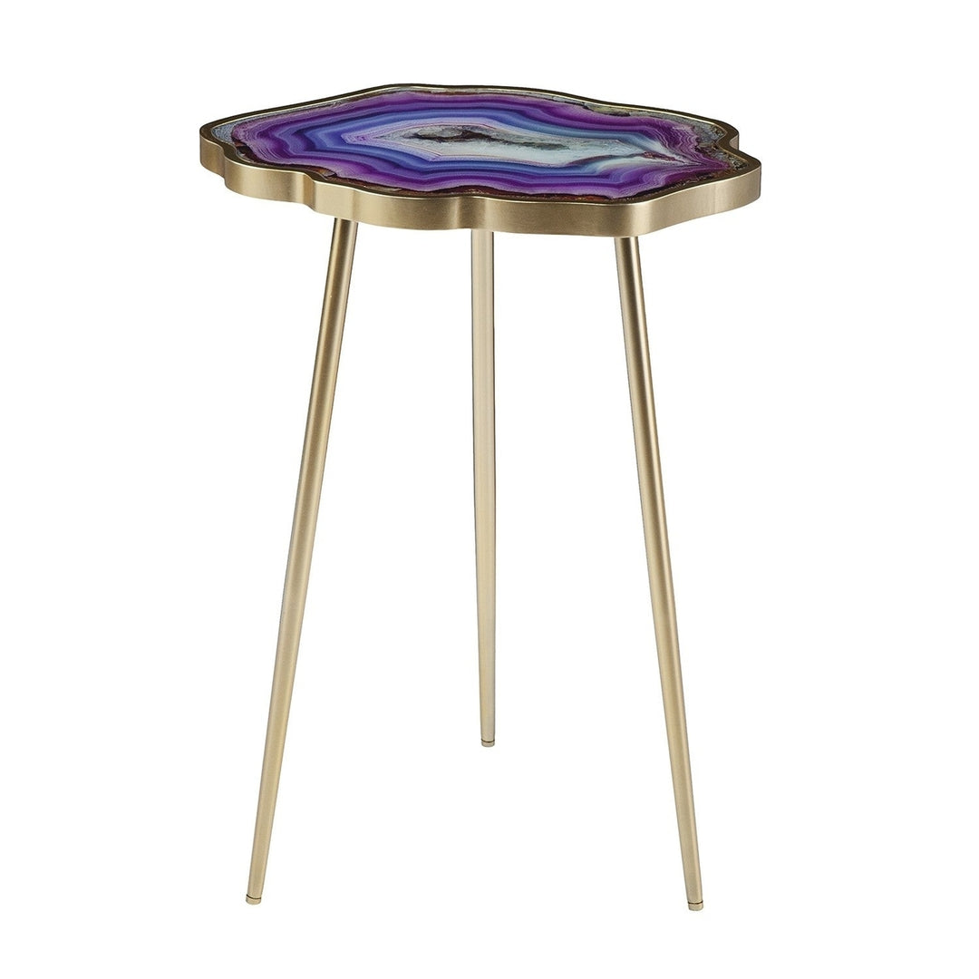 24" Gold And Shades Of Violet Faux Agate End Table Image 7