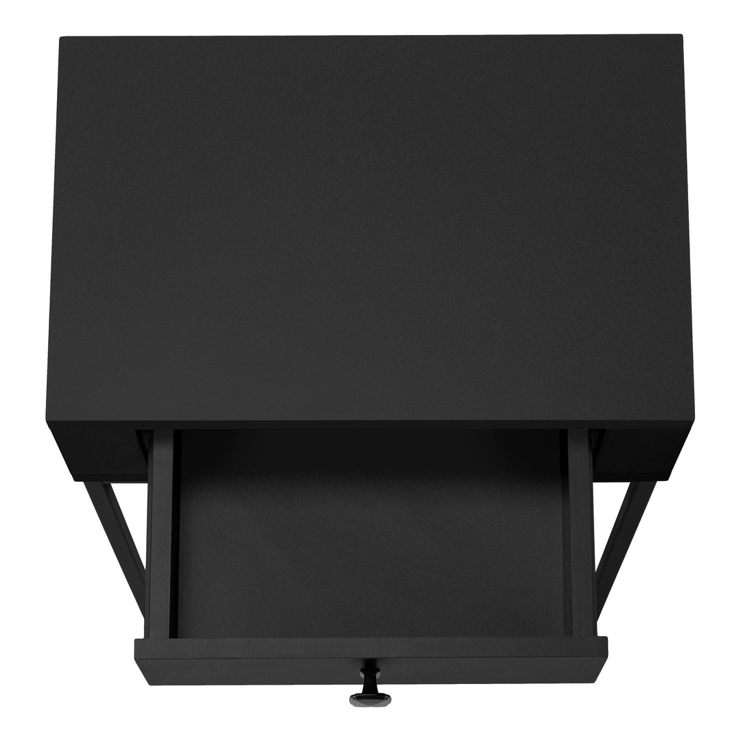 23" Black End Table With Drawer Image 6