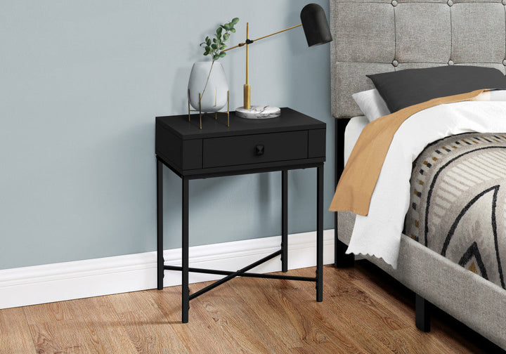 23" Black End Table With Drawer Image 7