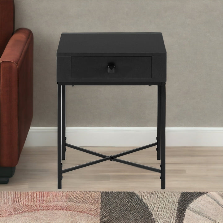 23" Black End Table With Drawer Image 10