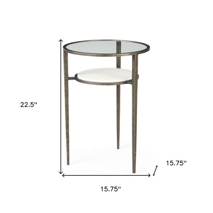 23" Bronze And Clear Glass Round End Table With Shelf Image 10