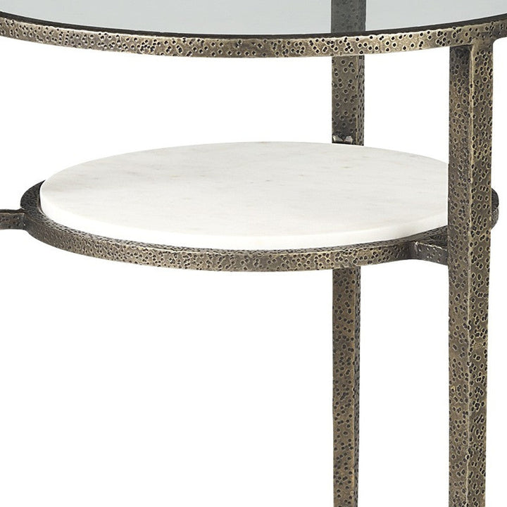 23" Bronze And Clear Glass Round End Table With Shelf Image 11