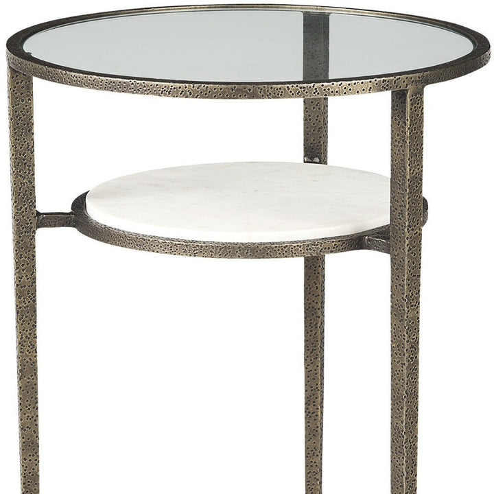 23" Bronze And Clear Glass Round End Table With Shelf Image 12